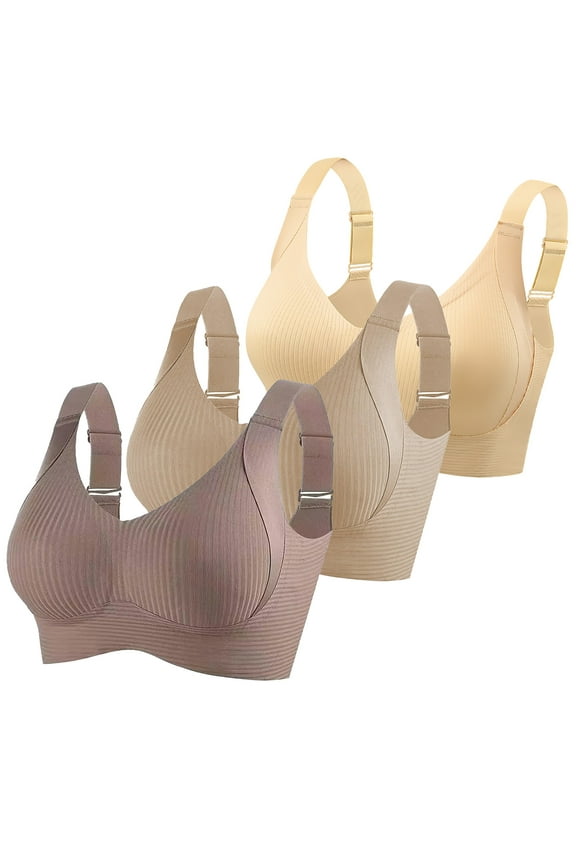 Women's Bras 3X Womens Anti Sagging Underwear Bras 3 Pack Plus Size Wirefree Push Up Bras Comfy Yoga Workout Bra Beige