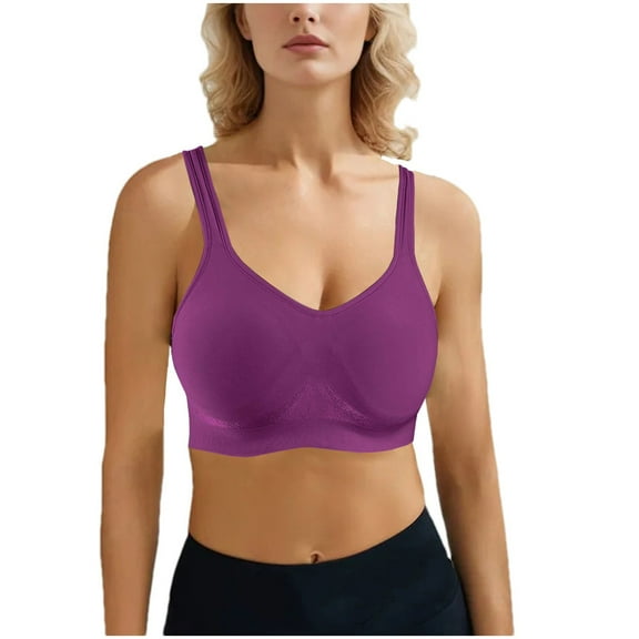Dagegui Women's Bras 3X Womens Yoga Bras Wirefree Fitness Workout Underwear Soft Comfy Running Sports Bralettes with Pad Purple