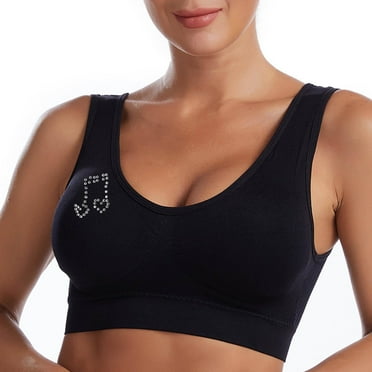 Dagegui Women's Bras 4X Wire-Free Bras for Women Soft Comfy Yoga Workout Bralettes Plus Size Full Coverage Smoothing Back Underwear Black