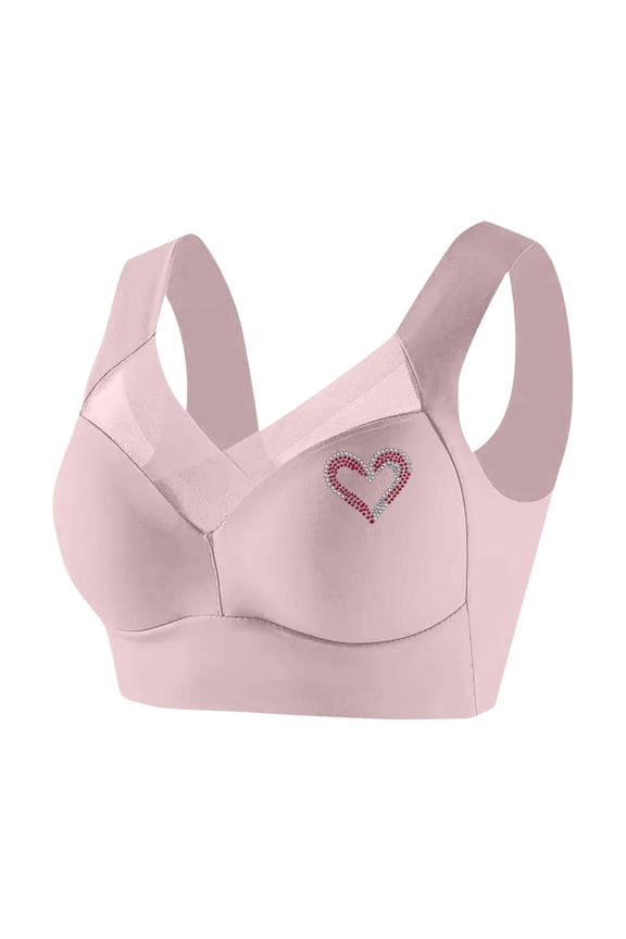 Women's Bras 6X Plus Size Wirefree Bras for Women Seamless Full Coverage Lifting Bra Smooth Back Anti Sagging Underwear No Rims Pink