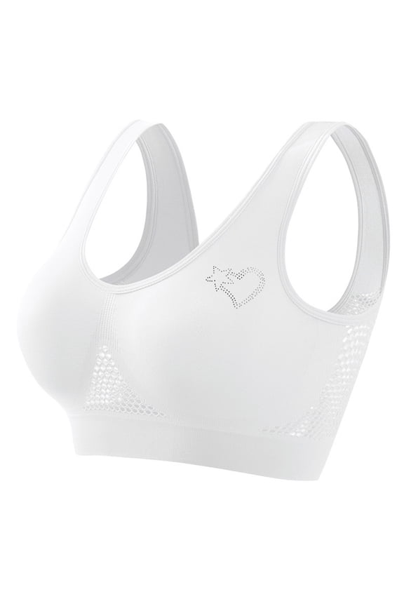 Women's Bras L Sports Bras for Women High Support Yoga Bras High Impact Plus Size Back Hollow Out Breathable Bralettes Underwear White