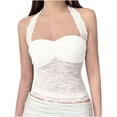 thumbnail image 1 of Dagegui Women's Bras S Womens Gothic Halter Tops Lace Sheer Longline Bras Strapless Crop Going Out Camisole with Pad White, 1 of 5