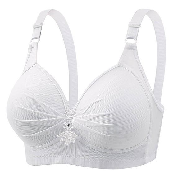 Dagegui Women's Fall Bras L Bras for Women Full Coverage Adjustable Strap Bra No Underwire Lift Bra Large Breasts Comfy Daily Wear Underwear White