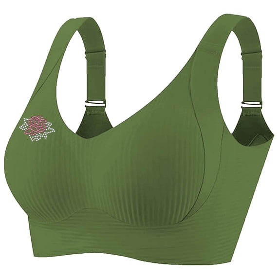 Dagegui Womens Bra L Women's Push Up Bras Wireless Adjustable Strap Bra Full Coverage Anti-Saggy Bra Comfortable Breathable Everyday Underwear Green
