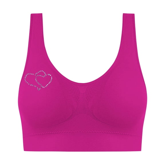 Dagegui Womens Bra L Women's Sports Bras Plus Size Wireless Full Coverage T-Shirt Bra Comfortable Breathable Everyday Underwear Yoga Workout Fitness Bra Hot Pink