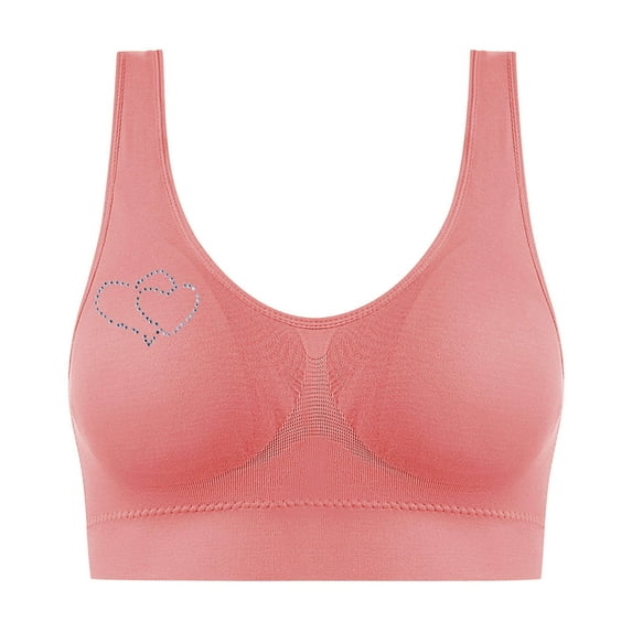 Dagegui Womens Bra M Women's Sports Bras Plus Size Wireless Full Coverage T-Shirt Bra Comfortable Breathable Everyday Underwear Yoga Workout Fitness Bra Watermelon Red