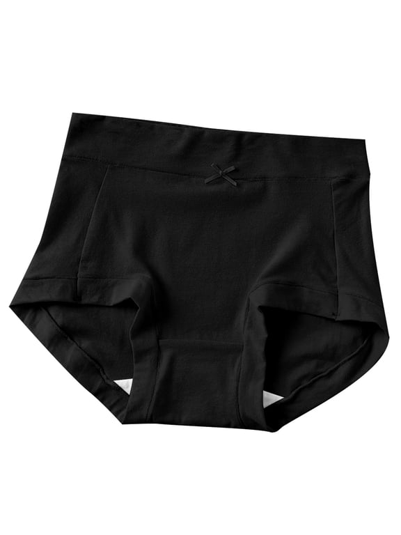 Womens Cotton Panties Bow High Waisted Full Coverage Briefs Solid Color Casual Conservative Underpants Black XXXXL