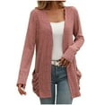 thumbnail image 1 of Dagegui Womens Fashion Cardigan Sweater Fall Knit Open Front Cardigans Long Sleeve Solid Color Casual Outwear with Pockets Pink XL, 1 of 4