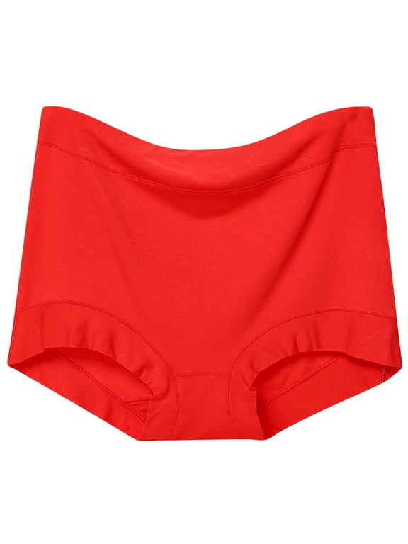 Womens High Waisted Panties Soft Breathable Full Coverage Briefs Ladies Conservative Underwear Red XXL