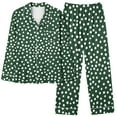thumbnail image 1 of Dagegui Womens Pajamas 2 Piece Set Casual Print Long Sleeve Sleepwear with Elastic Waist Pants Pjs Sets Soft Cozy Button-Down Lapel Lounge Outfits Dark Green L, 1 of 6
