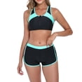 thumbnail image 1 of Dagegui Womens Sport Tankini Set Quick Dry Surfing Swimwear 2 Piece Racerback Swim Tops with Boyshorts Color Block Swimsuits Athletic Bathing Suits Green S, 1 of 7