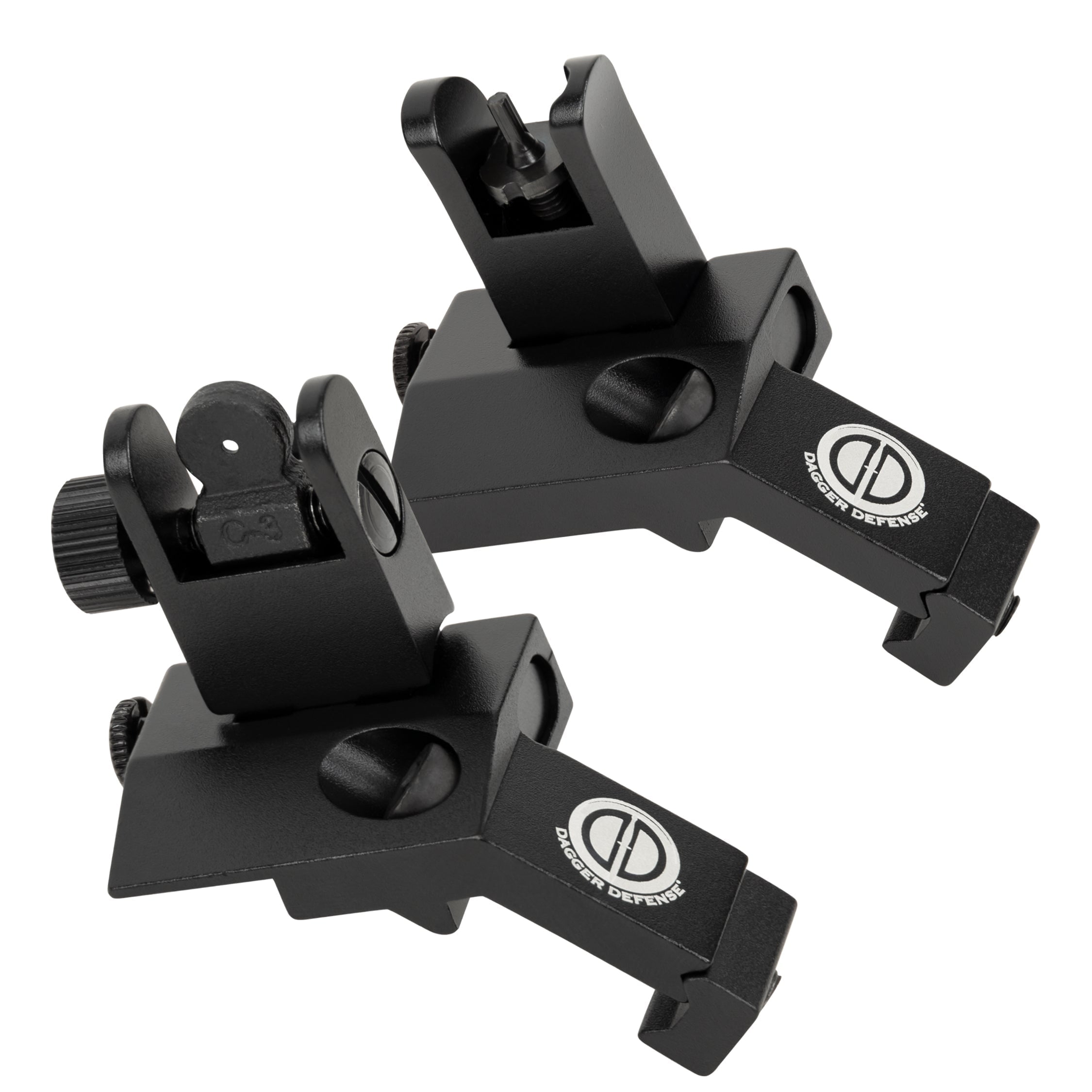 Dagger Defense flip up BUIS 45 degree picatinny rail mounted backup iron sights.