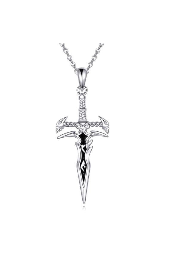 Dagger Necklace 925 Sterling Silver Sword Pendant Necklace Gothic Punk Jewelry Gift for Women Men