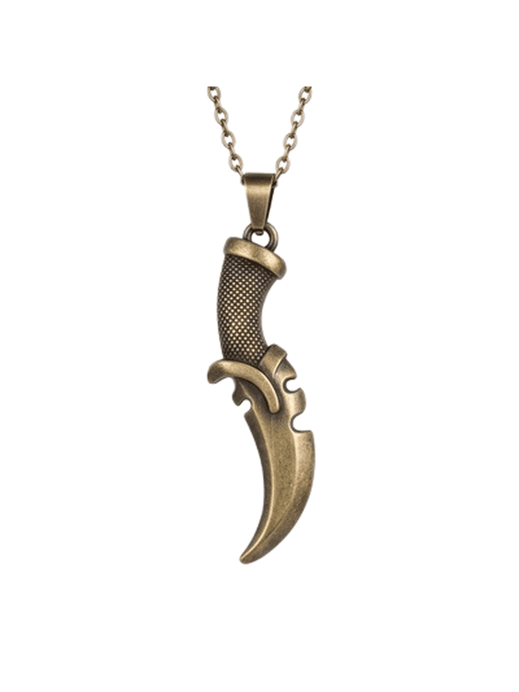 Dagger Pendant Necklace Stainless Steel 18 Inch Cable Chain Antique Bronze Knife Jewelry Gift Mens Accessory