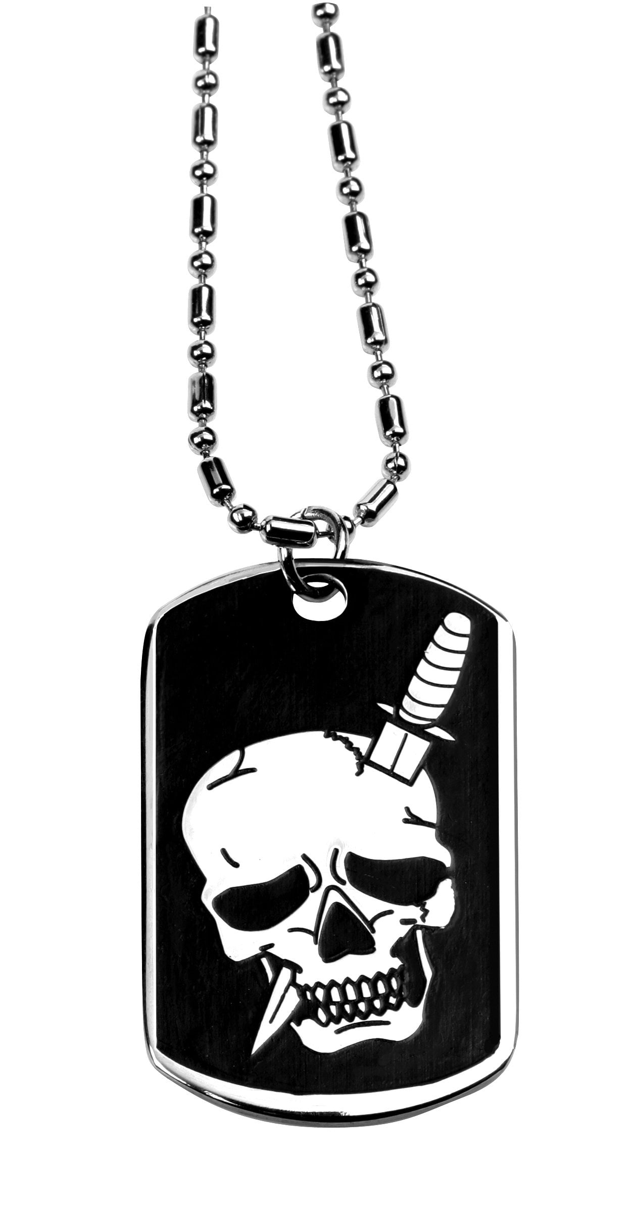 Dagger Skull Dog Tag Collectible Medallion Necklace Accessory
