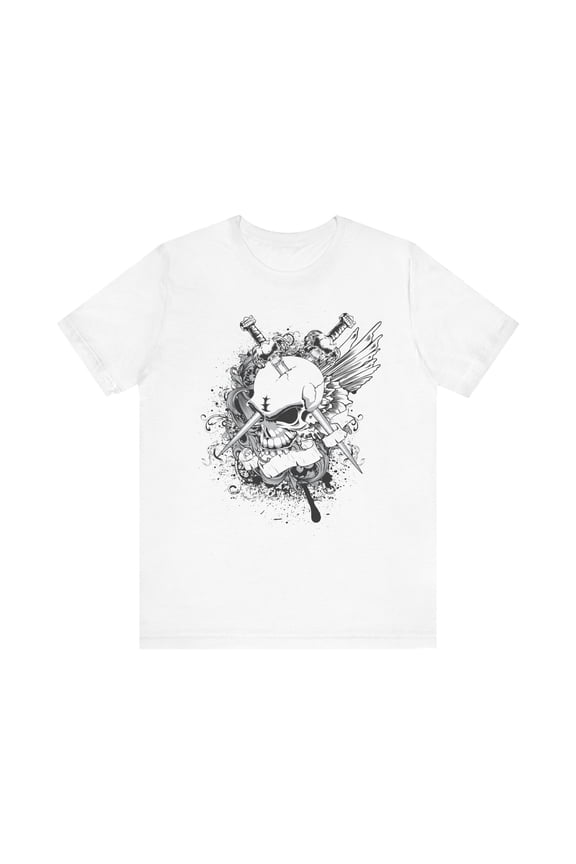 Dagger Skull Graphic Design Tee, Skull Shirt, Vintage Tees, Art Design T-Shirt, Vintage Graphic Tee, Art Shirts with Skulls