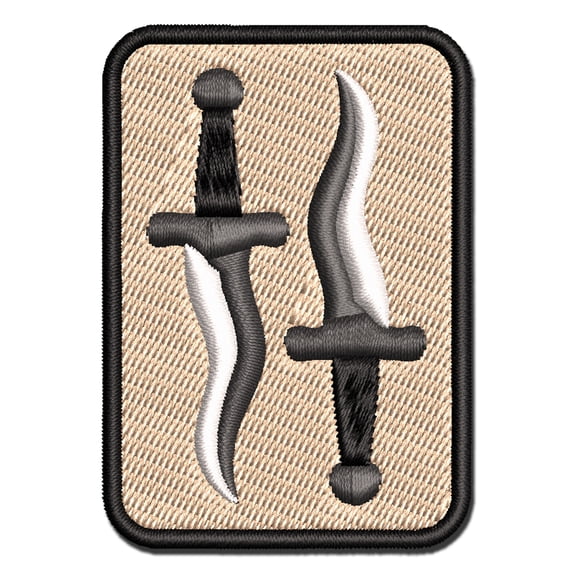 Daggers and Knives for a Thief or Rogue Applique Multi-Color Embroidered Hook & Loop Patch - 2.5 Inch Small