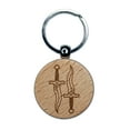 thumbnail image 1 of Daggers and Knives for a Thief or Rogue Round Keychain Charm Tag - Engraved Wood, 1 of 6