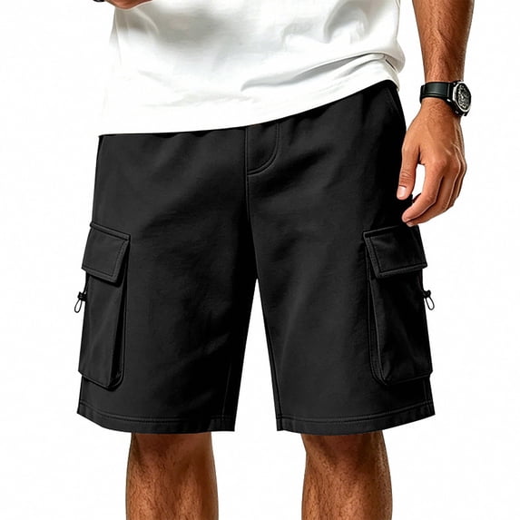 DagobertNiko Cargo Shorts for Men Elastic Waist Drawstring Shorts Quick Dry Loose Fitted Summer Shorts with Pockets