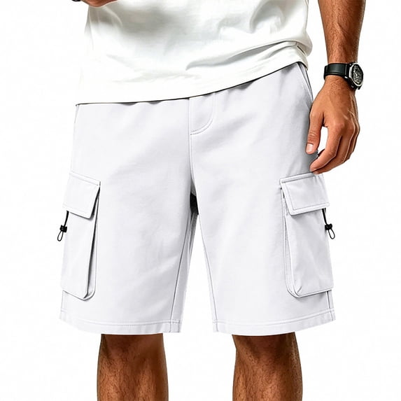 DagobertNiko Cargo Shorts for Men Elastic Waist Drawstring Shorts Quick Dry Loose Fitted Summer Shorts with Pockets
