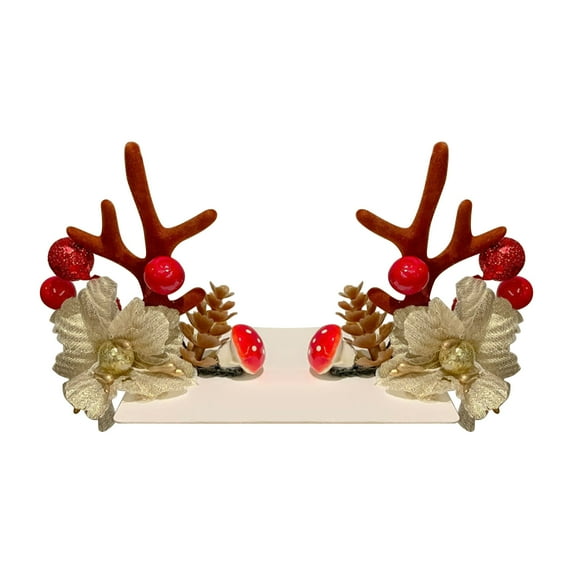 DagobertNiko Christmas Reindeer Antlers Headband Hairpins Hairbands Girls Beauty Headdresses Pine Cone Hair Accessories Cute Reindeer Christmas Hair Clips