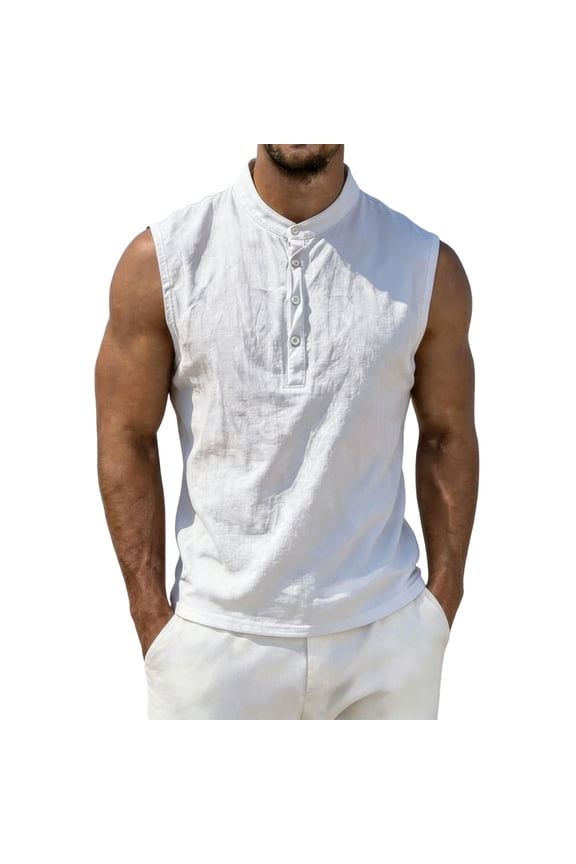 Mens Muscle Tank Tops Sleeveless T Shirts Workout Gym Slim Fitted Shirt Casual Basic Summer Beach Tops