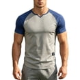 thumbnail image 1 of DagobertNiko Mens T-Shirts V-Neck Color Block Slim Fitted Breathable Quick Dry High Elastic Sports Summer Top for Gym, 1 of 6