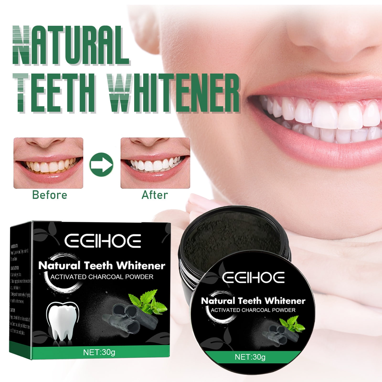 DagobertNiko Natural charcoal and activated charcoal teeth whitening