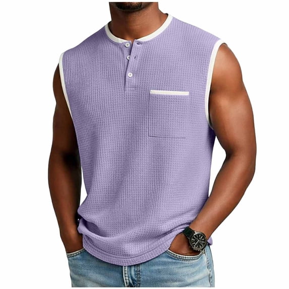 DagobertNiko Plus Size Tank Tops for Men Sleeveless T Shirts Button up Crew Neck Tops Quick Dry Summer Workout Running Gym Shirts with Pocket