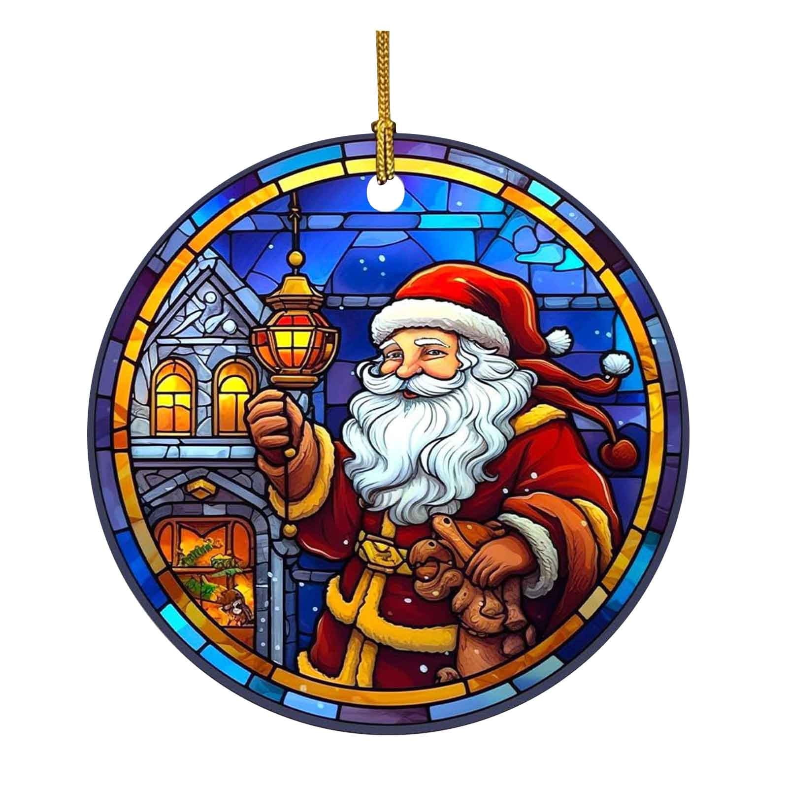 DagobertNiko Stained Glass Christmas Round Shapes Acrylic Ornament Art