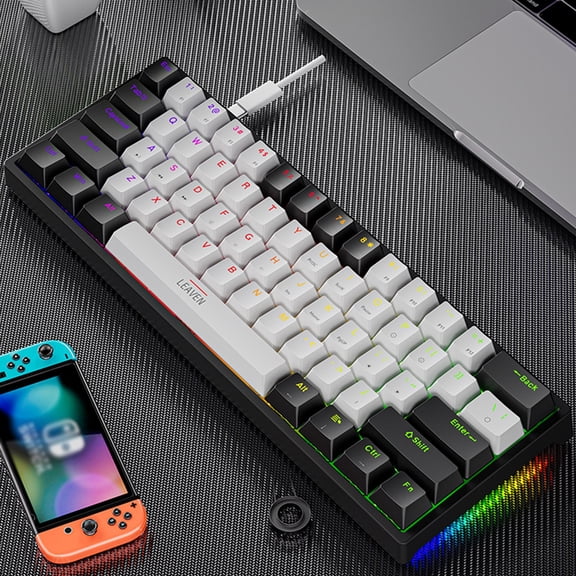 DagobertNiko Wired 60% Mechanical Gaming Keyboard Rgb Backlit Compact 61 Keys Mini Keyboard With Blue Switches For Windows Pc