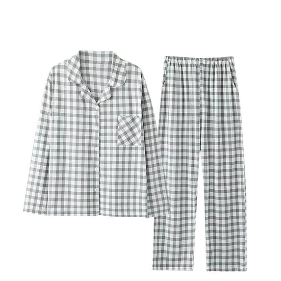 Dagugfen 2 Piece Lounge Set Men Plaid Long Sleeve Button down Shirts Pants Comfy Pjs Outfits Pockets