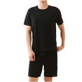 thumbnail image 1 of Dagugfen 2 Piece Sets for Men Pajamas Loose Tshirts Knee Length Shorts Casual Lightweight Sleepwear, 1 of 9