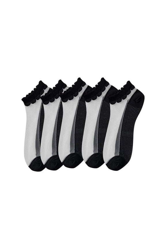 5 Pairs No Show Socks Women Low Cut Breathable Wicking Hidden Ruffle Dancing Socks for Flats