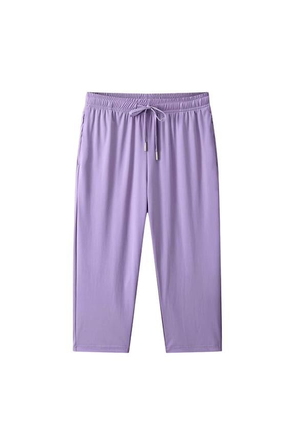 Athletic Capri Pants for Women Stretchy Elastic Waist Drawstring Quick Drying Workout Capris Running Activewear Pants with Zip Pockets