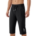 thumbnail image 1 of Dagugfen Athletic Capris for Men Drawstring Elastic Waist Quick Drying Lightweight Workout Capri Pants Moisture Wicking Summer Running Pants, 1 of 7