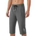 thumbnail image 1 of Dagugfen Athletic Capris for Men Drawstring Elastic Waist Quick Drying Lightweight Workout Capri Pants Moisture Wicking Summer Running Pants, 1 of 7