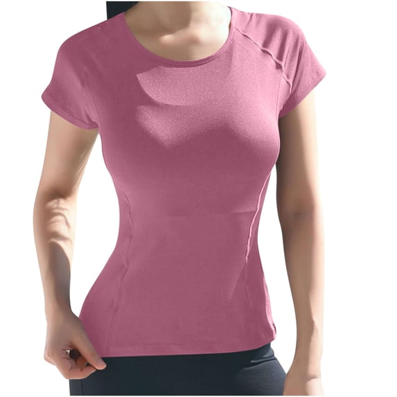 Dagugfen Athletic Casual Tops for Women Stretchy Crew Neck Shorts Sleeve Outdoor Actives Workout Tops