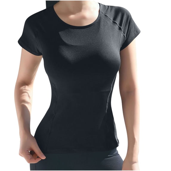 Dagugfen Athletic Casual Tops for Women Stretchy Crew Neck Shorts Sleeve Outdoor Actives Workout Tops