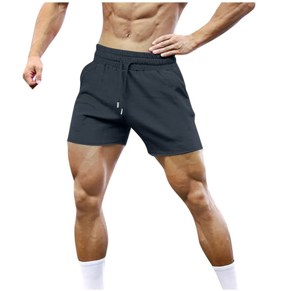 Dagugfen Athletic Mens Shorts Summer Elastic Waist Drawstring Fitted Solid Color Comfy Workout Gym Shorts