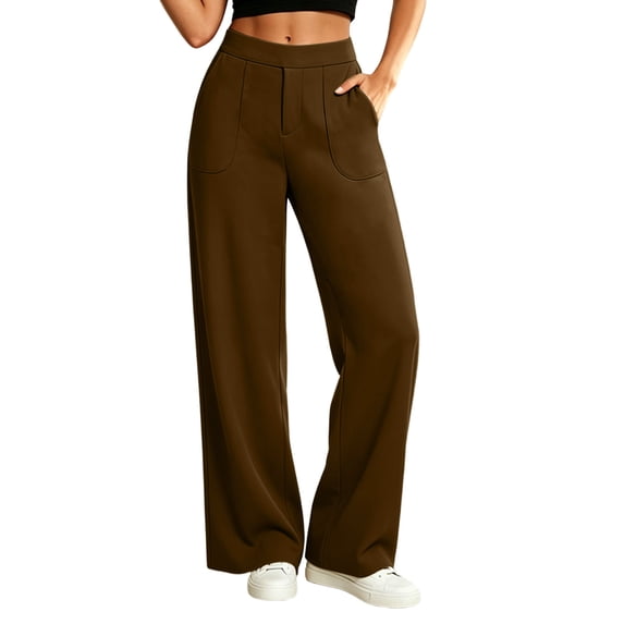 Dagugfen Athletic Pants for Women Elastic High Waist Loose Fitted Full Length Yoga Pants Solid Color