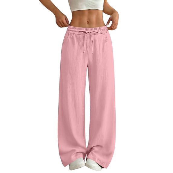 Dagugfen Athletic Pants for Women Loose Fitted Drawstring Elastic Waist Breathable Summer Casual Workout Full Length Pants