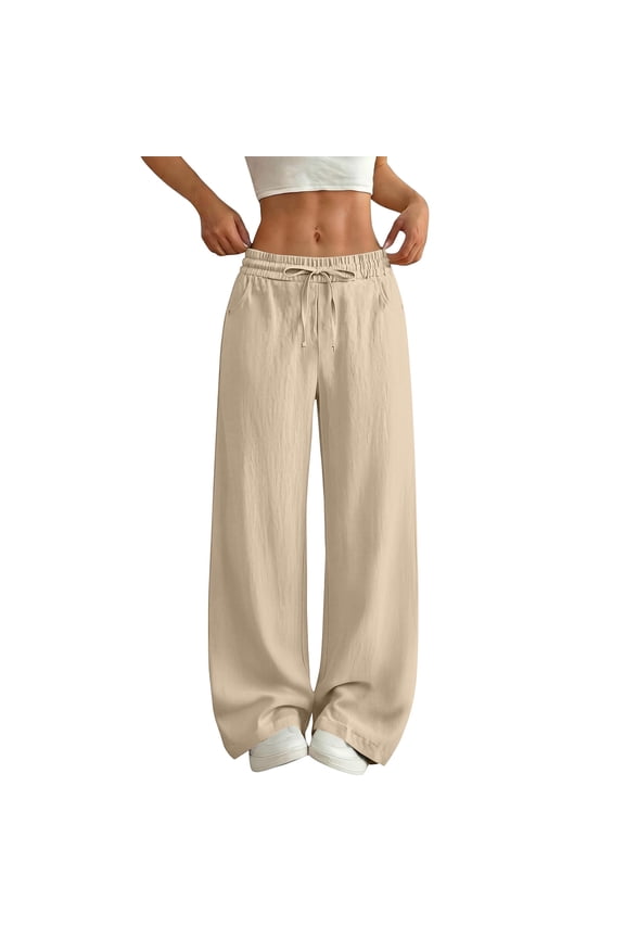 Athletic Pants for Women Loose Fitted Drawstring Elastic Waist Breathable Summer Casual Workout Full Length Pants