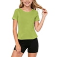 thumbnail image 1 of Dagugfen Athletic Sets for Teen Girls Short Sleeve Crew Neck Tshirts Elastic Waist Stretchy Shorts Quick Drying Gym Workout Breathable Sets(3-4Years,Green), 1 of 8