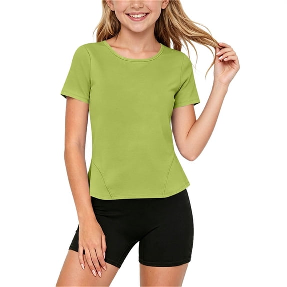 Dagugfen Athletic Sets for Teen Girls Short Sleeve Crew Neck Tshirts Elastic Waist Stretchy Shorts Quick Drying Gym Workout Breathable Sets(3-4Years,Green)