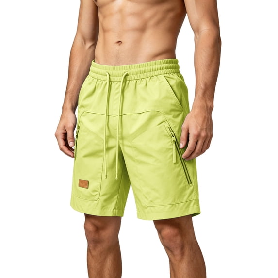 Dagugfen Athletic Shorts for Men Elastic Waist Drawstring 9" Inseam Loose Fitted Outdoor Sports Casual Shorts with Multi Pockets