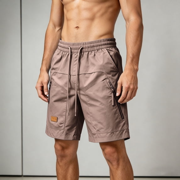 Dagugfen Athletic Shorts for Men Elastic Waist Drawstring 9" Inseam Loose Fitted Outdoor Sports Casual Shorts with Multi Pockets