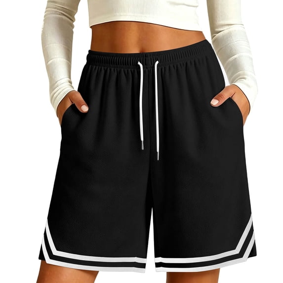 Dagugfen Athletic Shorts for Women Drawstring Loose Fitted Elastic Waist Workout Gym Running Shorts with Pockets