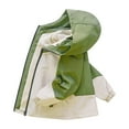 thumbnail image 1 of Dagugfen Baby Boy Clothes Rain Jackets Zipper up Color Block Raincoat with Hood Fleece Lined Comfy Warm Outwear, 1 of 4