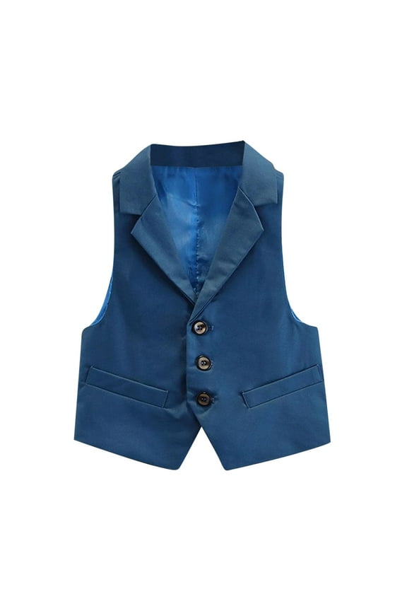 Baby Boy Clothes Vests Button down Sleeveless Lapel Suit Casual Show Dress Jackets 2-15 Years